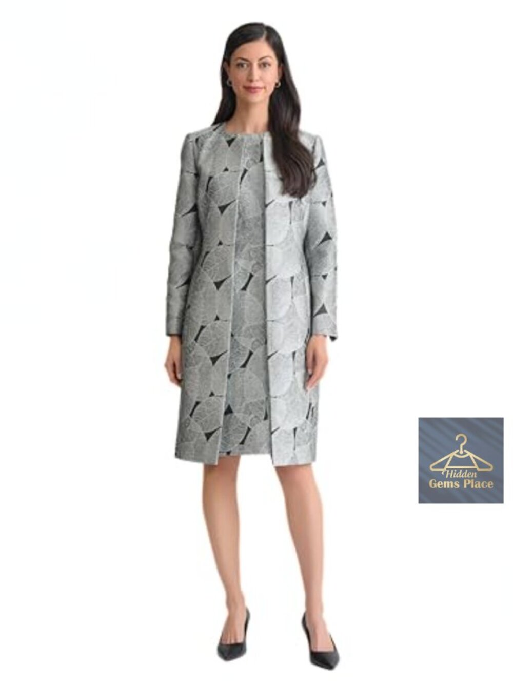 Kasper Women's Jacquard Long Topper Jacket Blazer for Work